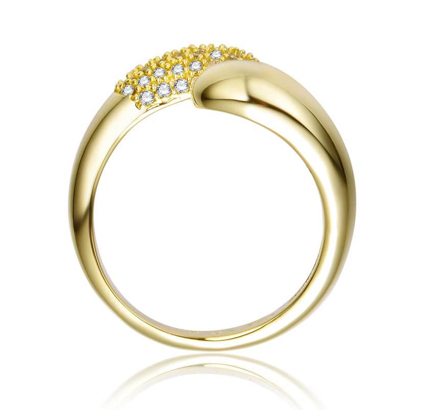 Lab Created 14K Gold Plated with Clear Cubic Zirconia Bypass Ring