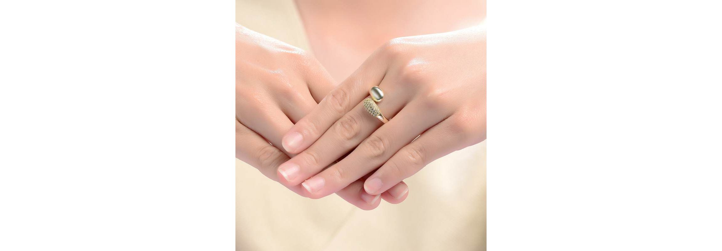 Lab Created 14K Gold Plated with Clear Cubic Zirconia Bypass Ring