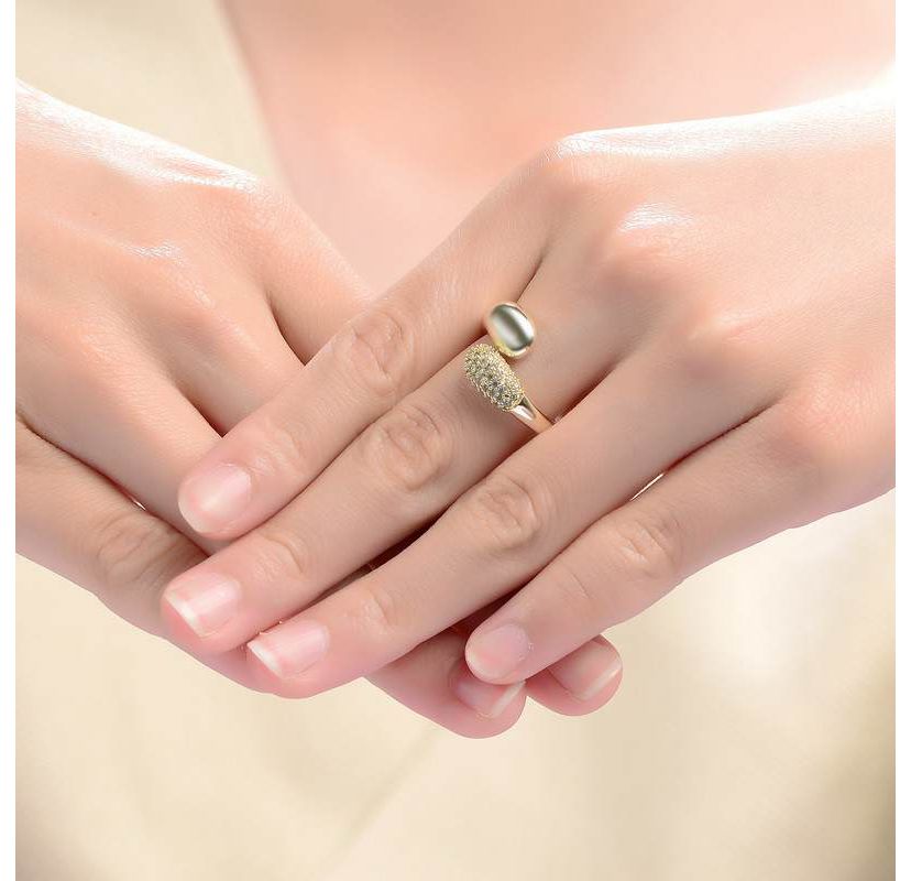 Lab Created 14K Gold Plated with Clear Cubic Zirconia Bypass Ring