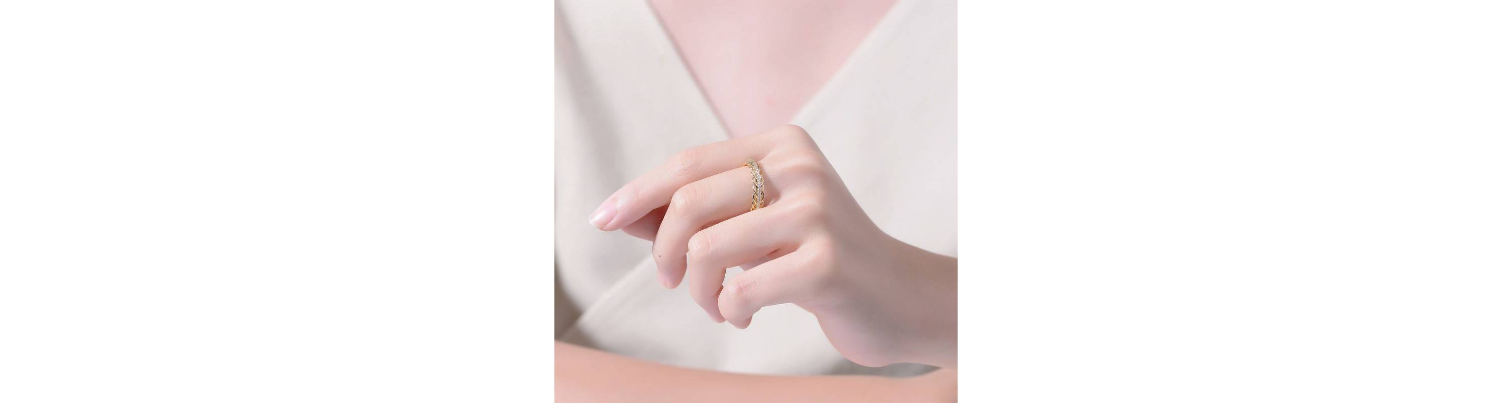 Lab Created 14K Gold Plated with Clear Cubic Zirconia 2 Chain Band Ring