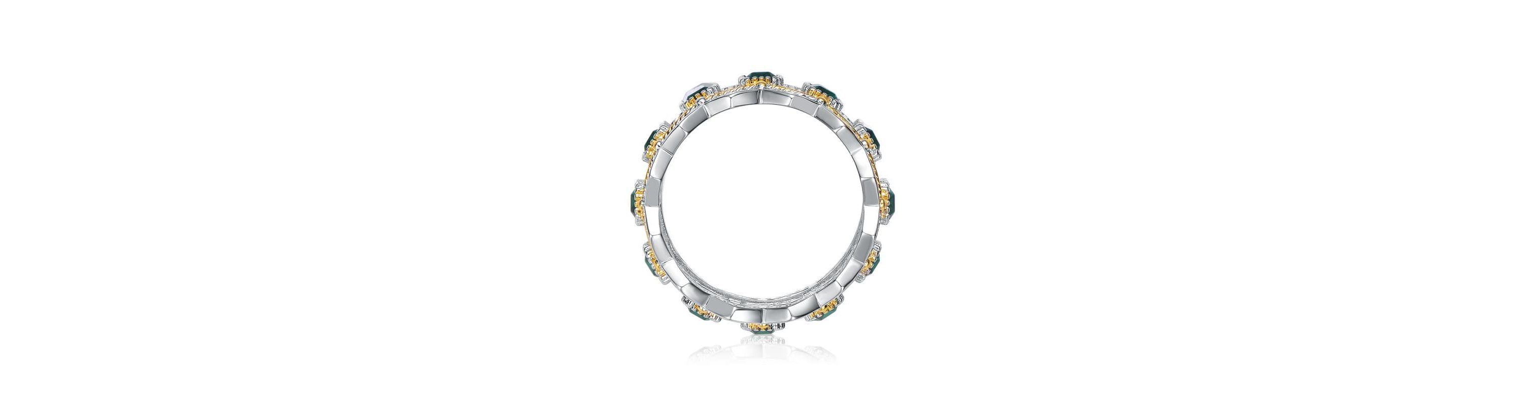 Lab Created Two-Tone with Emerald Cubic Zirconia Cocktails Ring