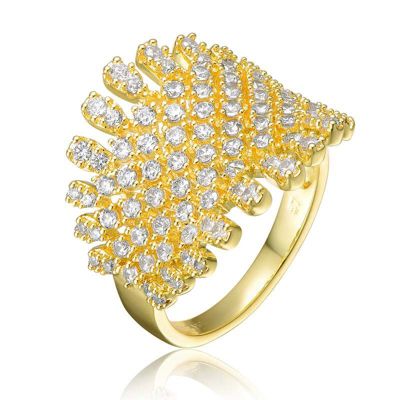 Rozzato Lab Created 14K Gold Plated with Clear Cubic Zirconia Cluster Dome Shape-a like Ring