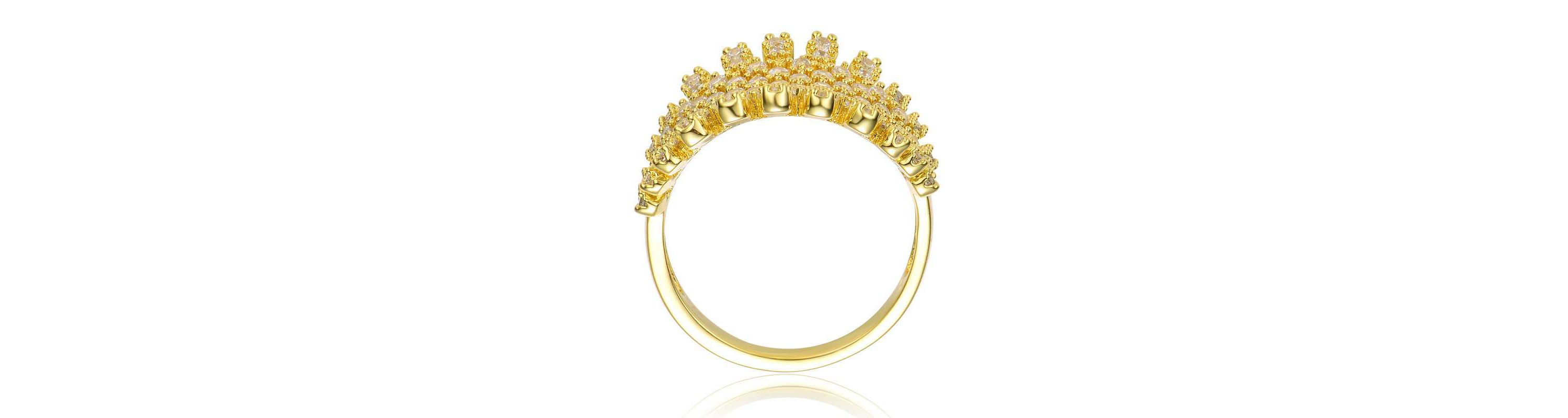 Lab Created 14K Gold Plated with Clear Cubic Zirconia Cluster Dome Shape-a like Ring