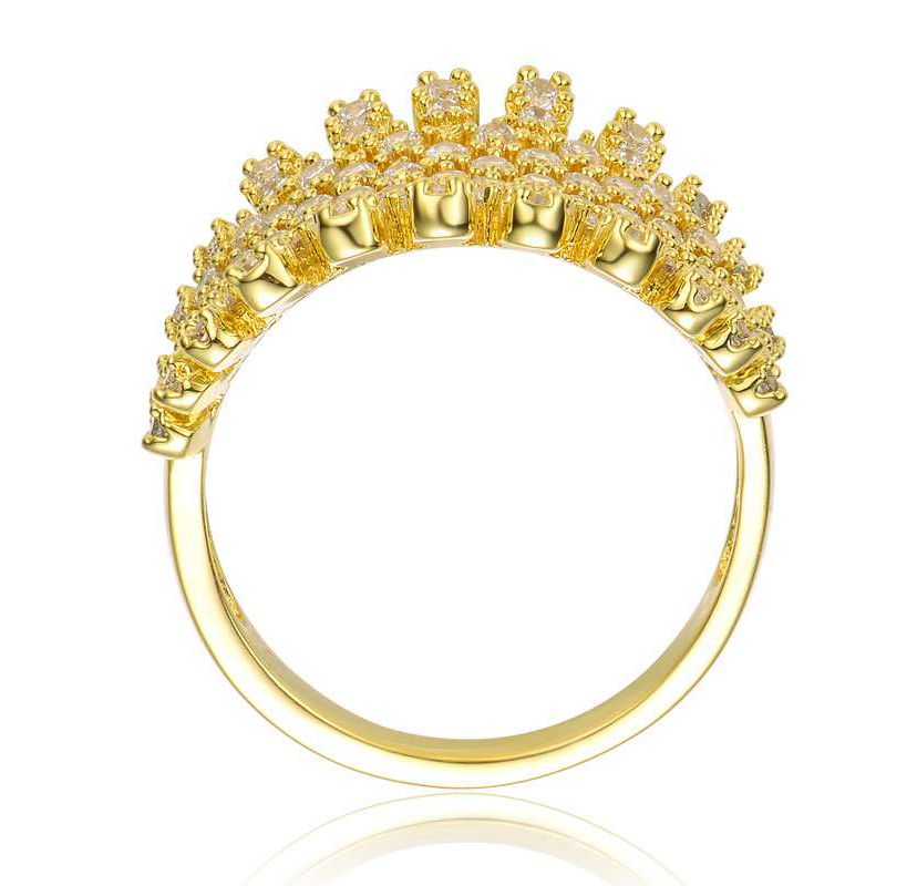 Lab Created 14K Gold Plated with Clear Cubic Zirconia Cluster Dome Shape-a like Ring