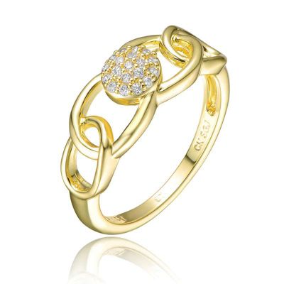 Rozzato Lab Created 14K Gold Plated with Clear Cubic Zirconia Linking Ring