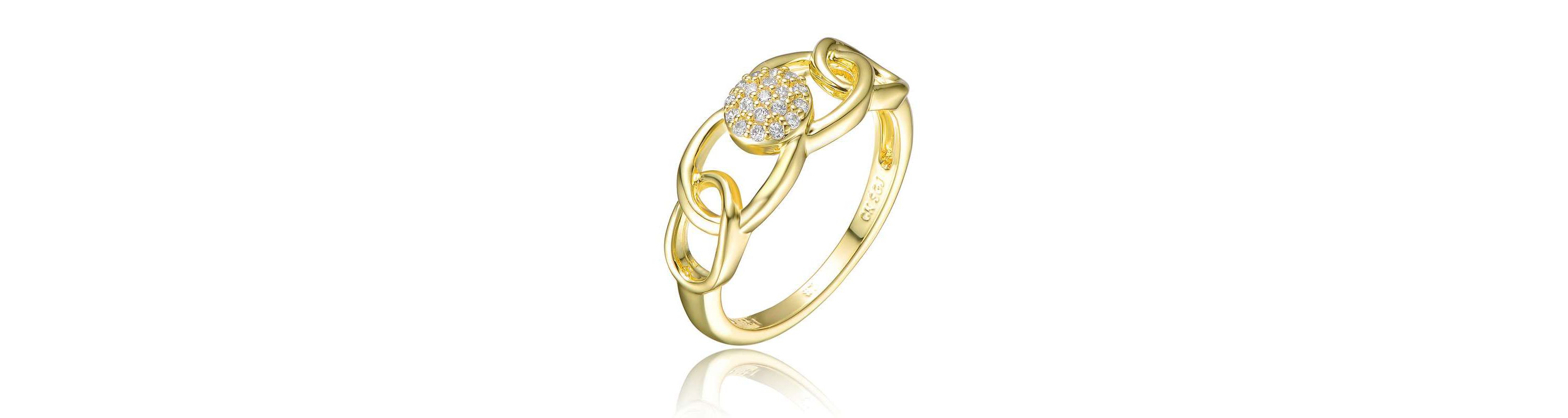 Lab Created 14K Gold Plated with Clear Cubic Zirconia Linking Ring