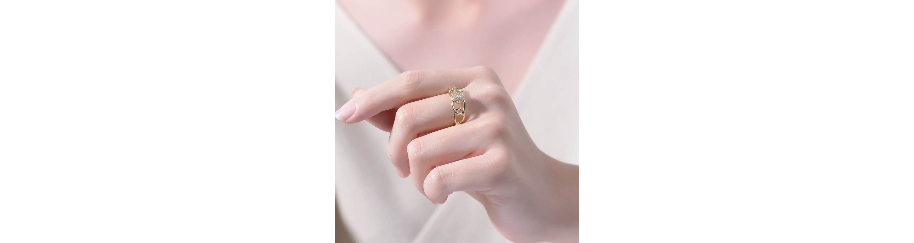 Lab Created 14K Gold Plated with Clear Cubic Zirconia Linking Ring