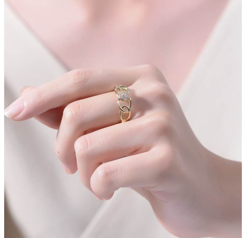 Lab Created 14K Gold Plated with Clear Cubic Zirconia Linking Ring