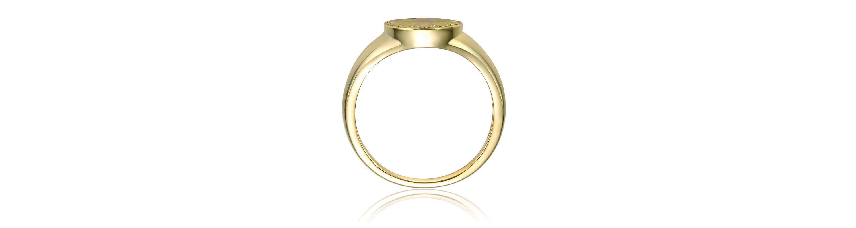 Lab Created 14K Gold Plated with Yellow Flower Enamel Modern Rings