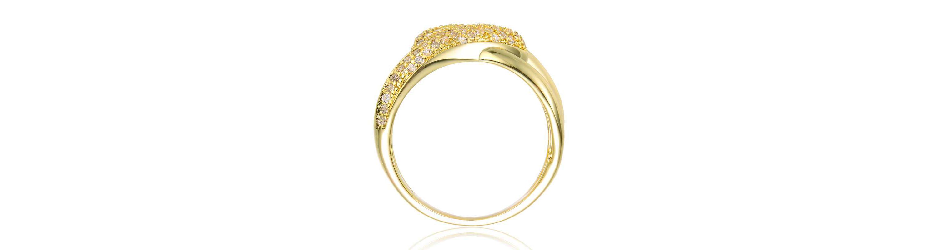 Lab Created 14K Gold Plated with Clear Round Cubic Zirconia Modern Bypass Ring