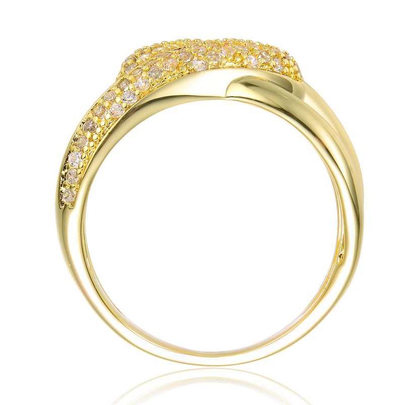 Lab Created 14K Gold Plated with Clear Round Cubic Zirconia Modern Bypass Ring