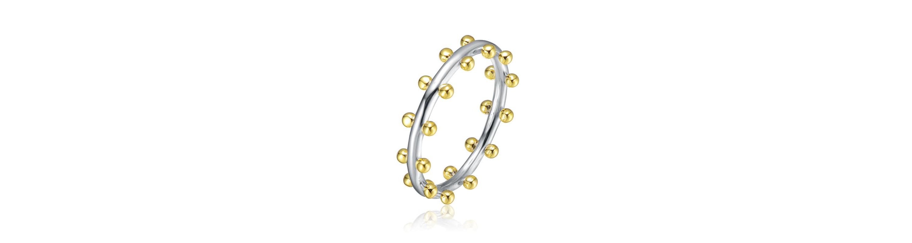 Lab Created Tw-Tone Bead Style Band Ring