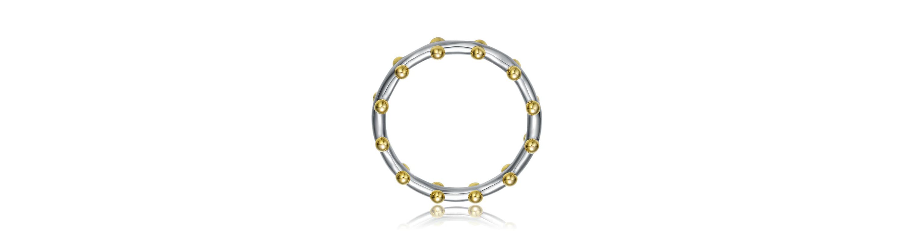 Lab Created Tw-Tone Bead Style Band Ring
