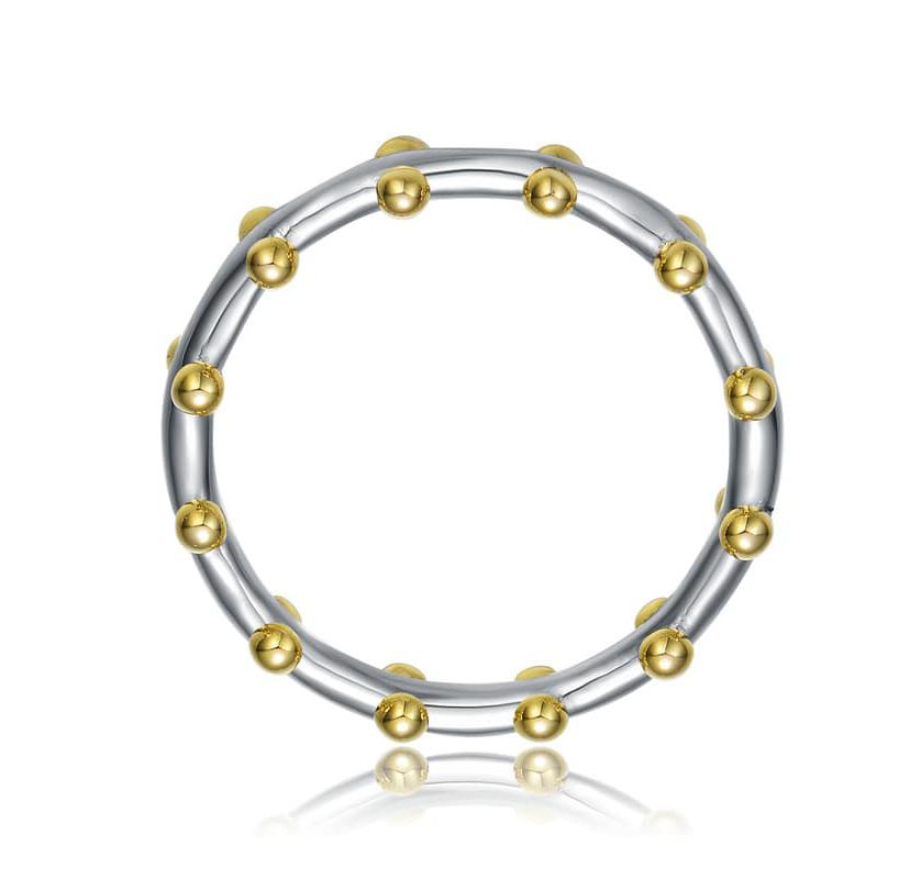 Lab Created Tw-Tone Bead Style Band Ring