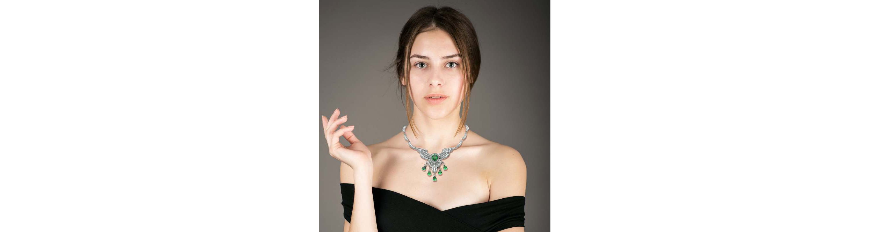 Lab Created Sterling Silver White Gold Plated with Colored Cubic Zirconia Teardrop Accent Necklace