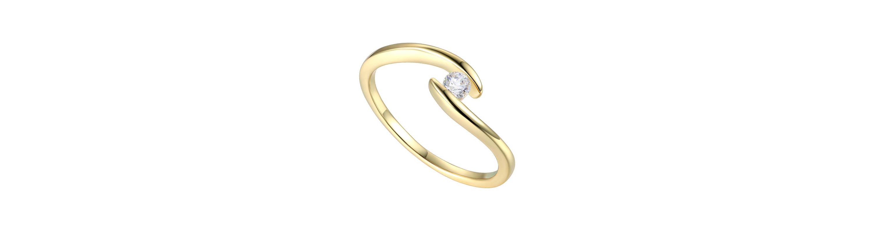 Lab Created Sterling Silver 14K Gold Plated with 0.10ctw Lab-Created Moissanite Wavy Bypass Ring