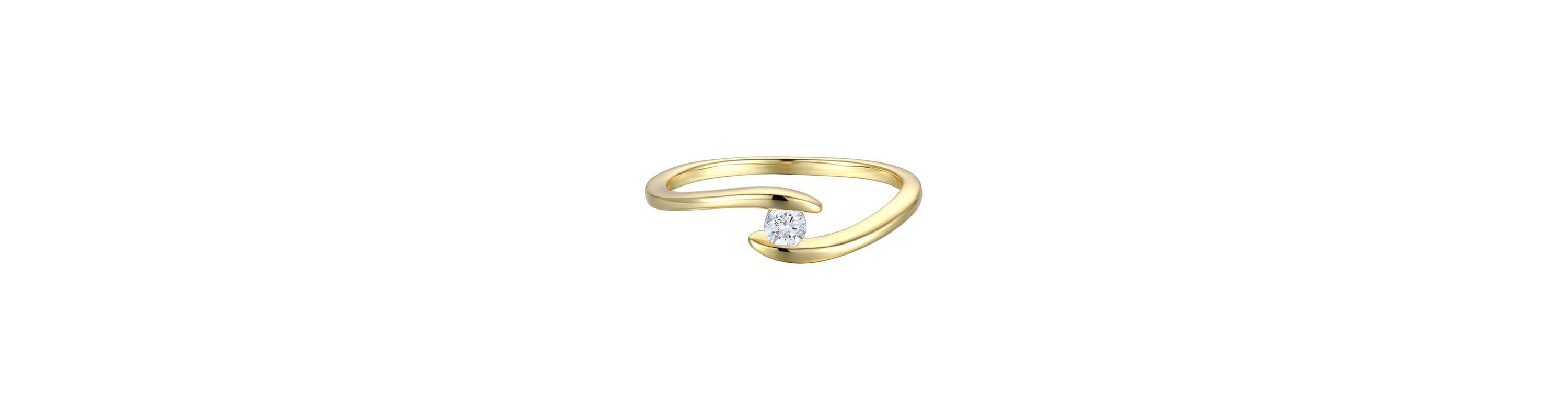 Lab Created Sterling Silver 14K Gold Plated with 0.10ctw Lab-Created Moissanite Wavy Bypass Ring
