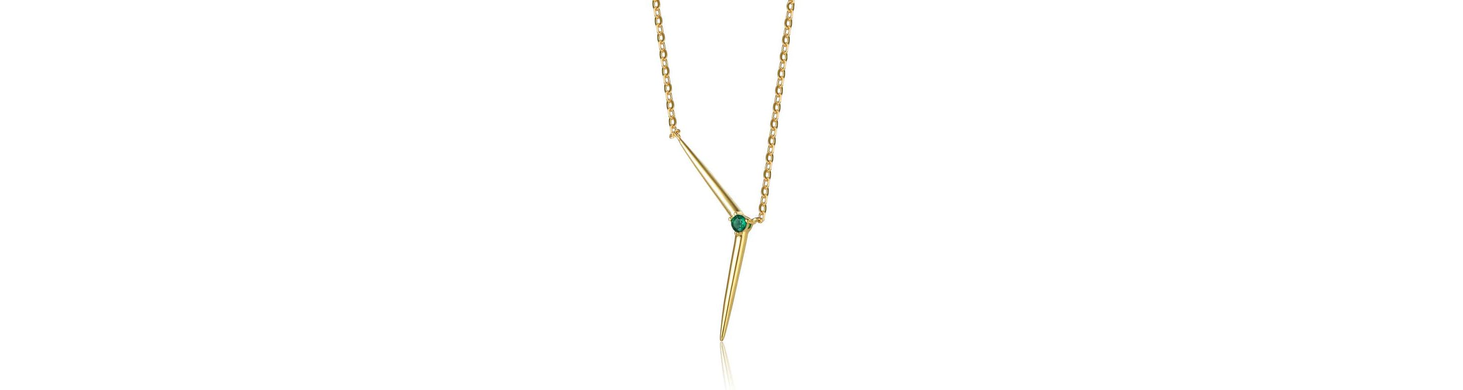Lab Created Sterling Silver 14K Gold Plated with Colored Cubic Zirconia Solar Chevron Necklace