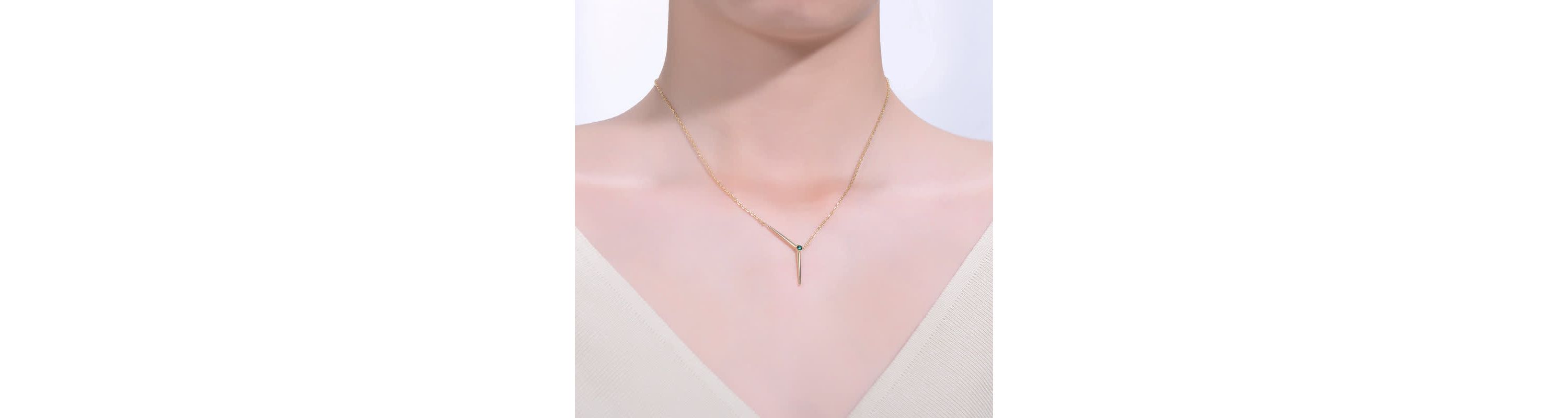 Lab Created Sterling Silver 14K Gold Plated with Colored Cubic Zirconia Solar Chevron Necklace