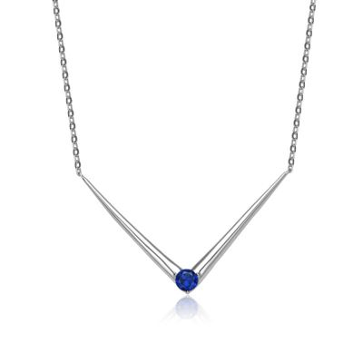 Rozzato Lab Created Sterling Silver 14K Gold Plated with Colored Cubic Zirconia Solitaire Chevron Layering Necklace
