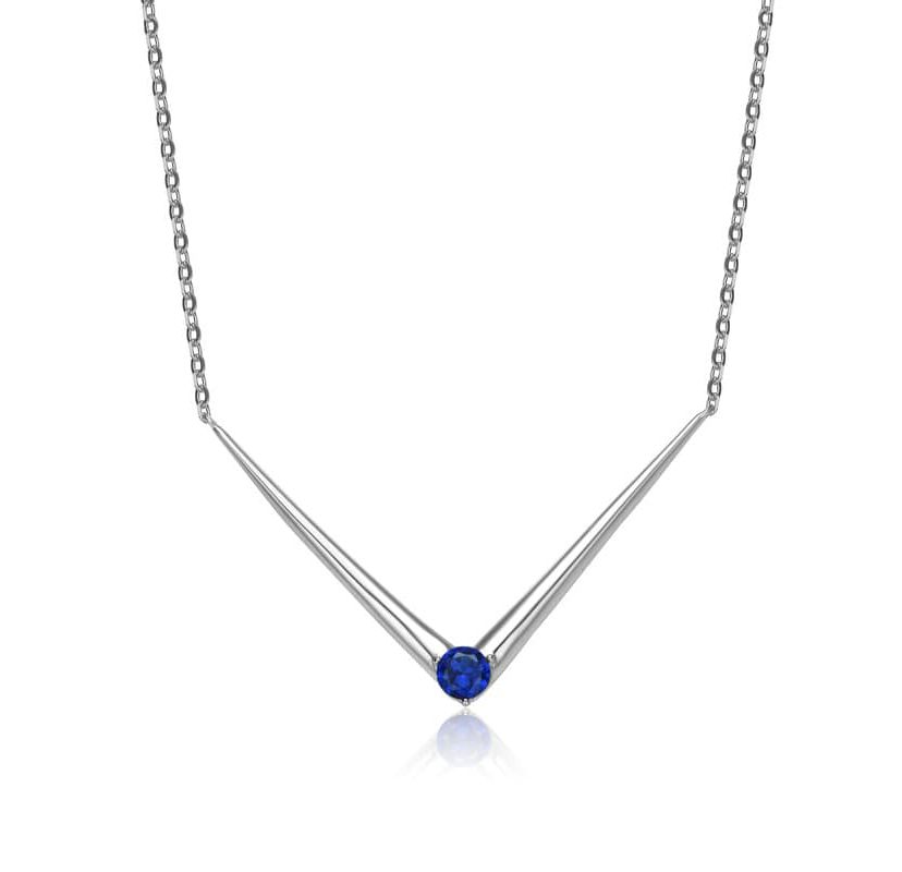 Lab Created Sterling Silver 14K Gold Plated with Colored Cubic Zirconia Solitaire Chevron Layering Necklace