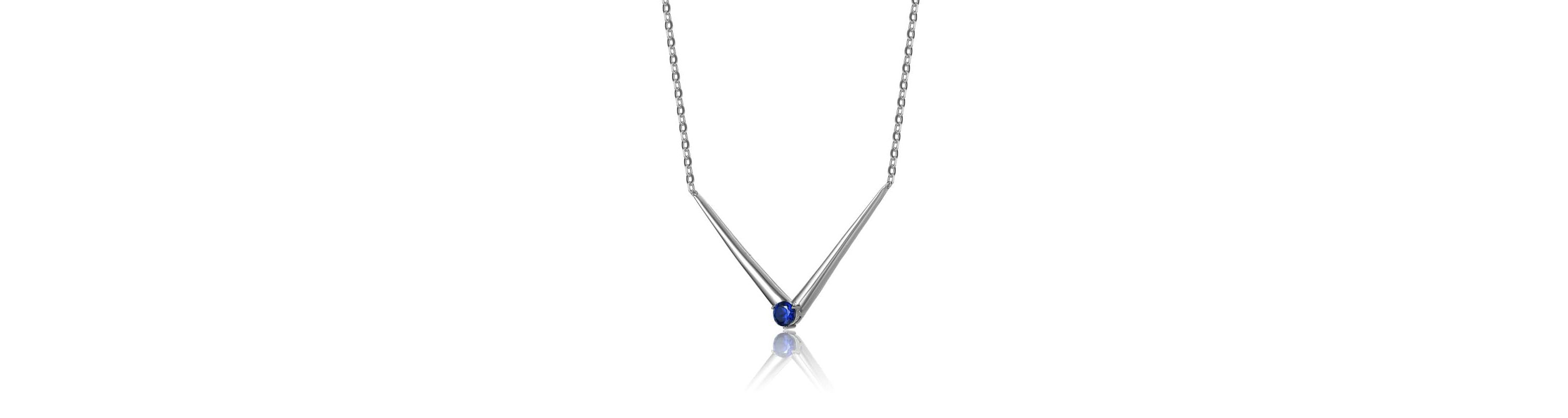 Lab Created Sterling Silver 14K Gold Plated with Colored Cubic Zirconia Solitaire Chevron Layering Necklace