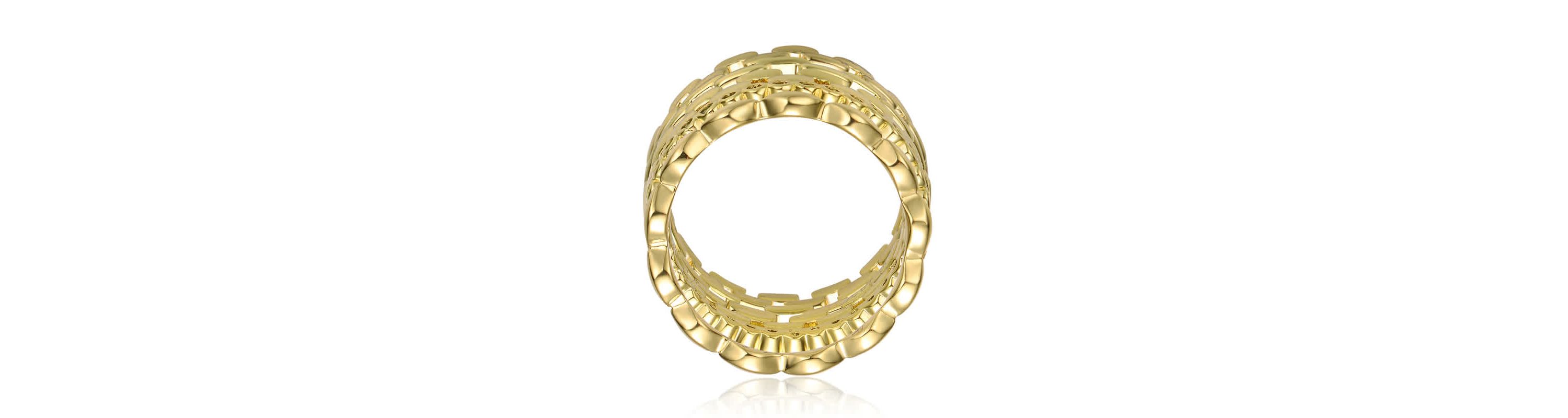 Lab Created 14K Gold Plated with Clear Round Cubic Zirconia Geometric Band Ring