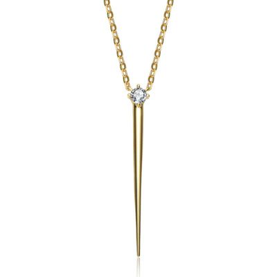 Rozzato Lab Created Sterling Silver 14K Gold Plated with Colored Cubic Zirconia Solitaire Spike Pendant Y-Necklace