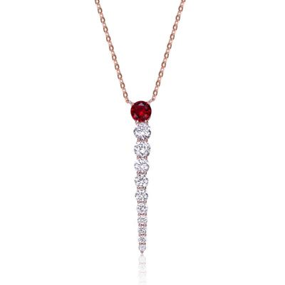 Rozzato Lab Created Sterling Silver 14K Gold Plated with Colored Cubic Zirconia Icicle Journey Pendant Layering Necklace