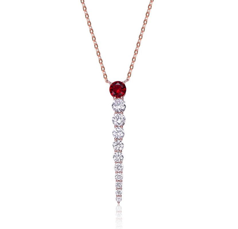 Lab Created Sterling Silver 14K Gold Plated with Colored Cubic Zirconia Icicle Journey Pendant Layering Necklace