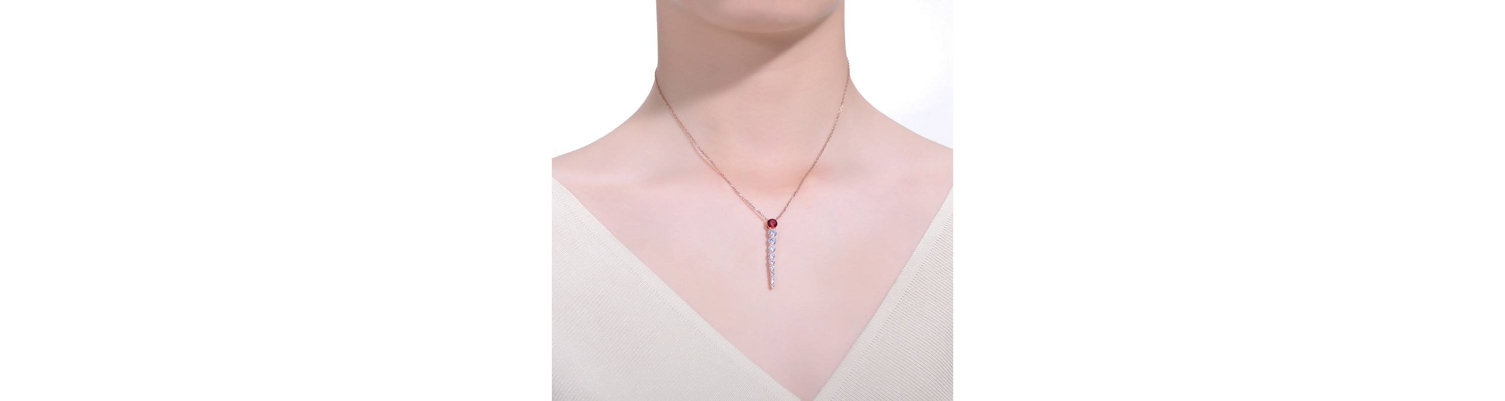 Lab Created Sterling Silver 14K Gold Plated with Colored Cubic Zirconia Icicle Journey Pendant Layering Necklace