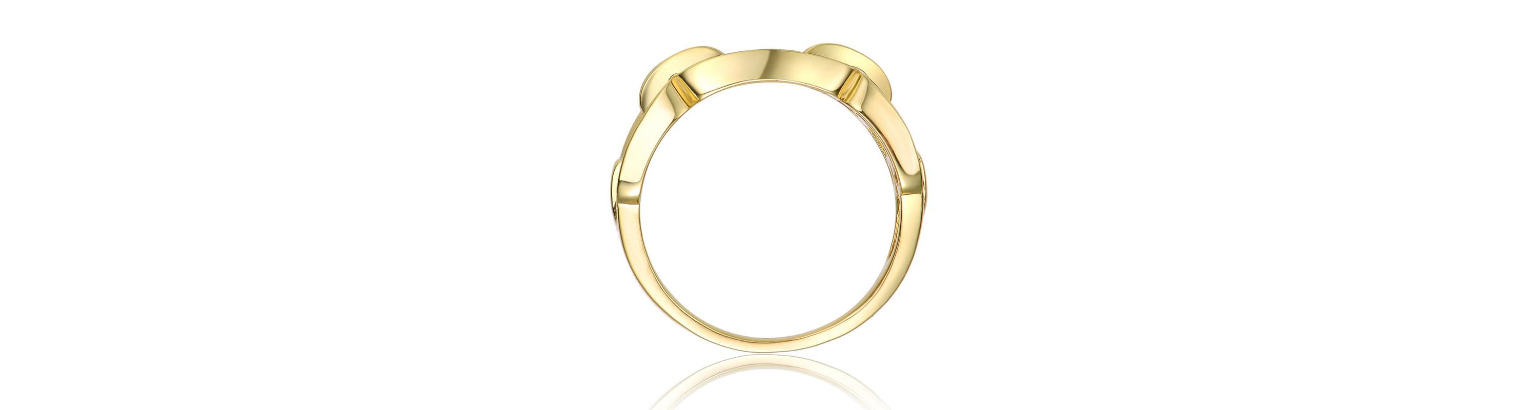 Lab Created 14K Gold Plated with Clear Cubic Zirconia Pave Chain Link Ring