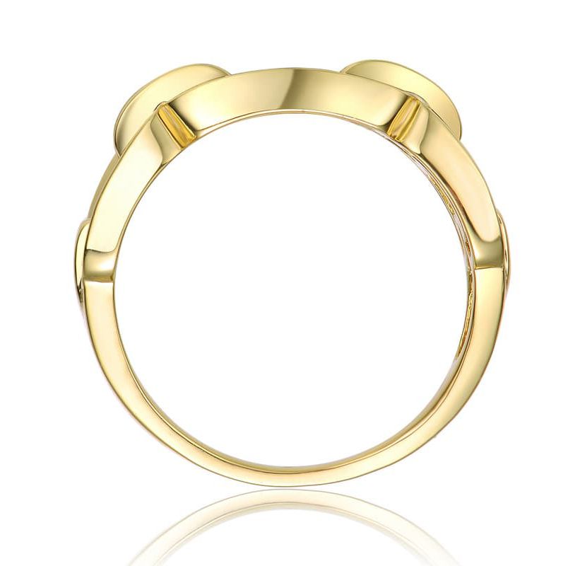 Lab Created 14K Gold Plated with Clear Cubic Zirconia Pave Chain Link Ring