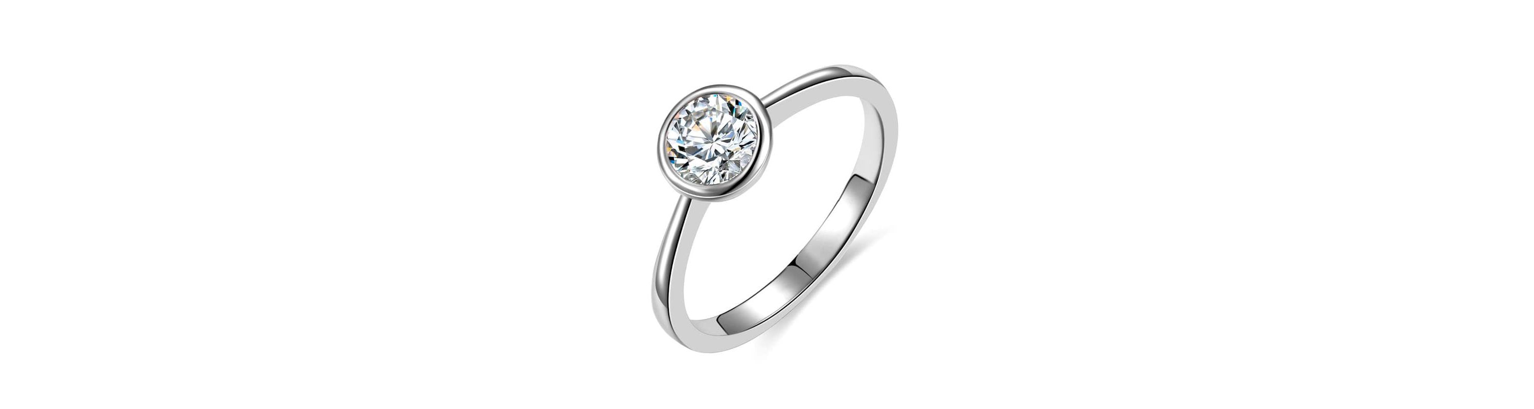 Lab Created Clear Cubic ZIrconia Modern Bezel Promise Ring