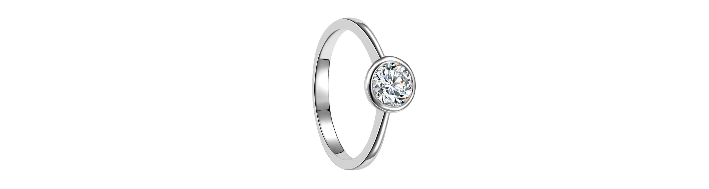 Lab Created Clear Cubic ZIrconia Modern Bezel Promise Ring