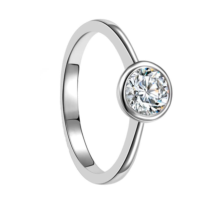 Lab Created Clear Cubic ZIrconia Modern Bezel Promise Ring