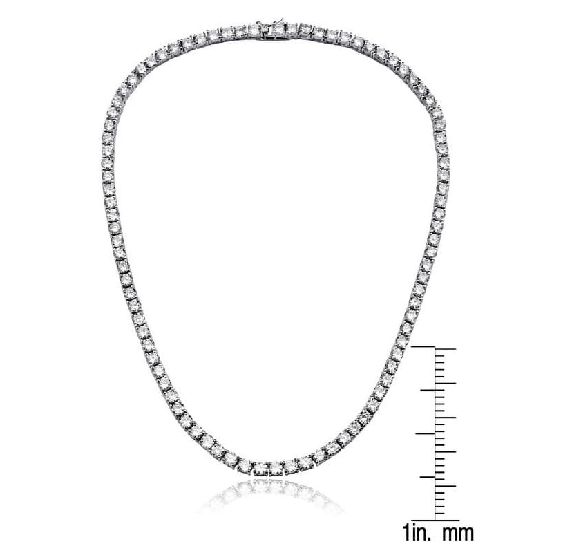 Lab Created Sterling Silver with Colored Cubic Zirconia 3MM Tennis Necklace
