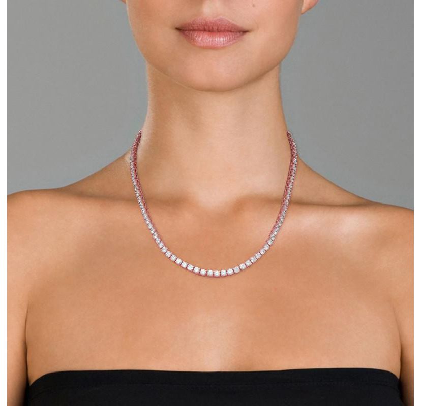 Lab Created Sterling Silver with Clear Cubic Zirconia 4MM Tennis Necklace