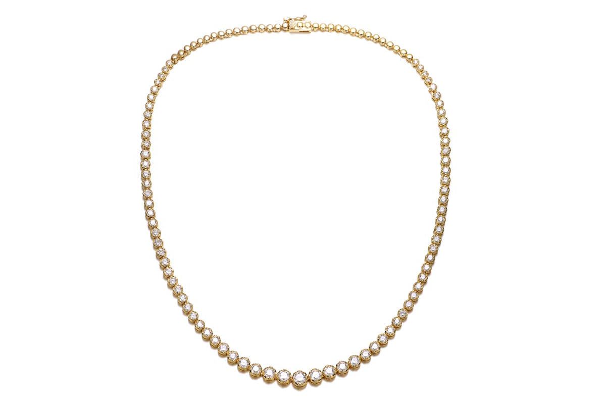 Lab Created Sterling Silver with Clear Cubic Zirconia Graduated-Size Tennis Chain Anniversary Necklace