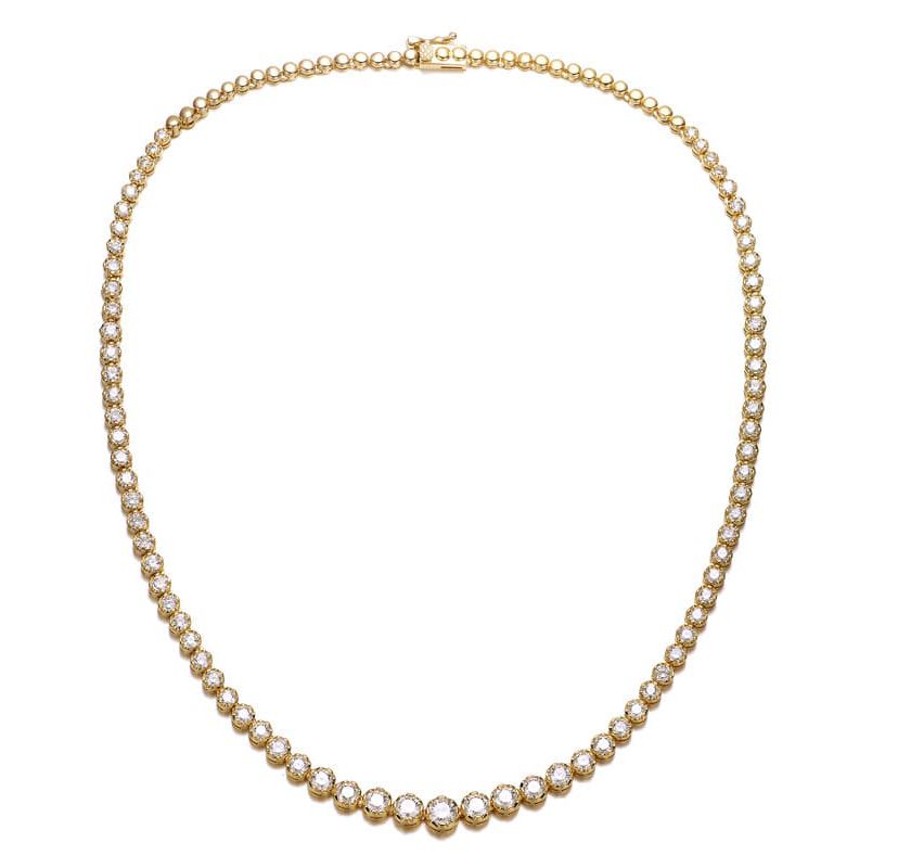 Lab Created Sterling Silver with Clear Cubic Zirconia Graduated-Size Tennis Chain Anniversary Necklace