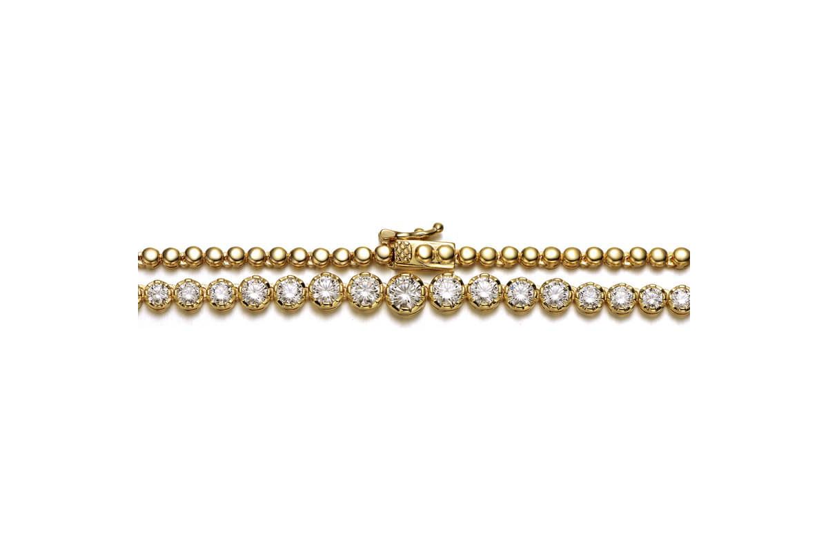 Lab Created Sterling Silver with Clear Cubic Zirconia Graduated-Size Tennis Chain Anniversary Necklace