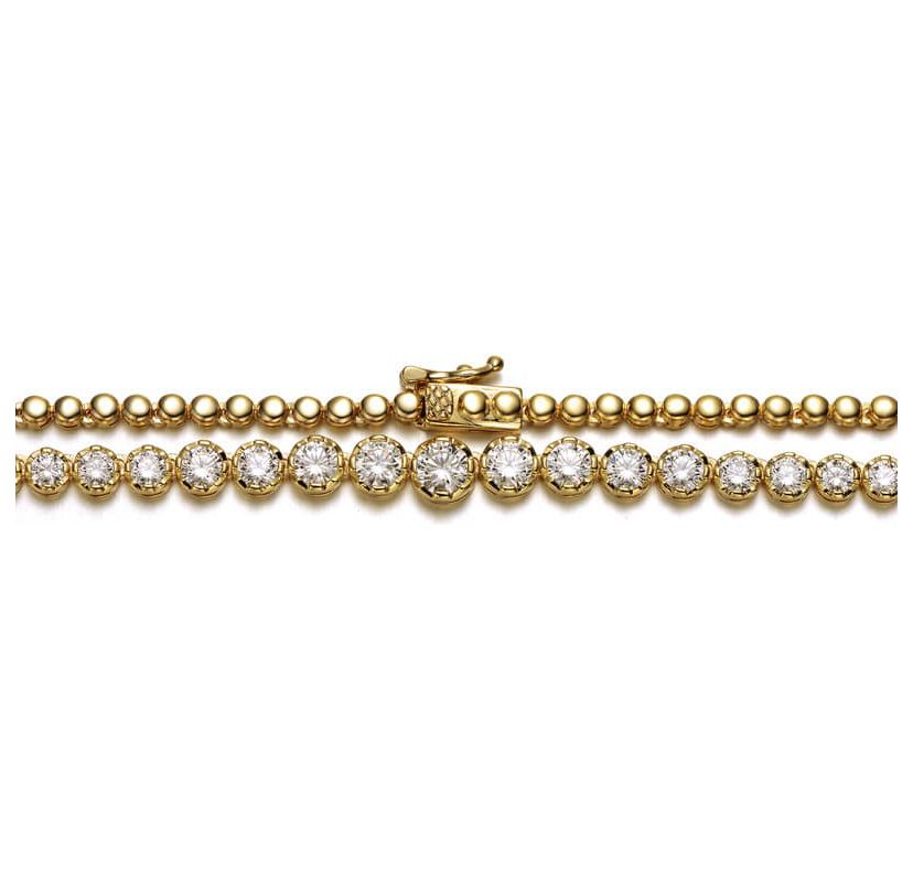 Lab Created Sterling Silver with Clear Cubic Zirconia Graduated-Size Tennis Chain Anniversary Necklace