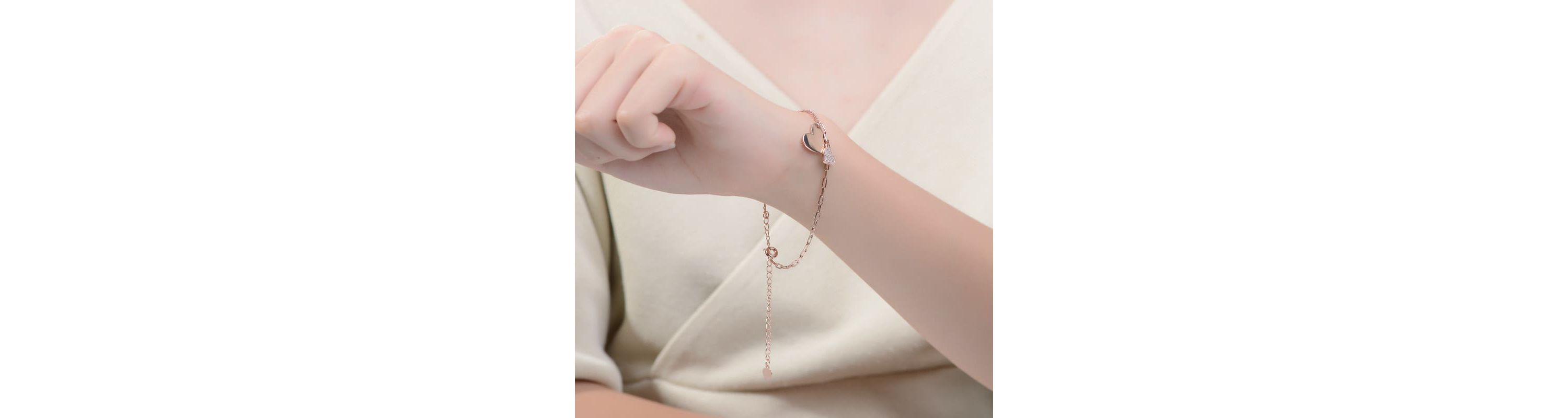 Lab Created Cubic Zirconia Adjustable Heart Charm Bracelet