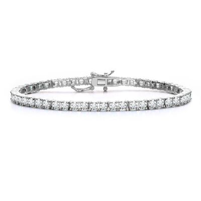 Rozzato Lab Created Stylish Gold Plated with Colored 3mm Cubic Zirconia Tennis Bracelet, White