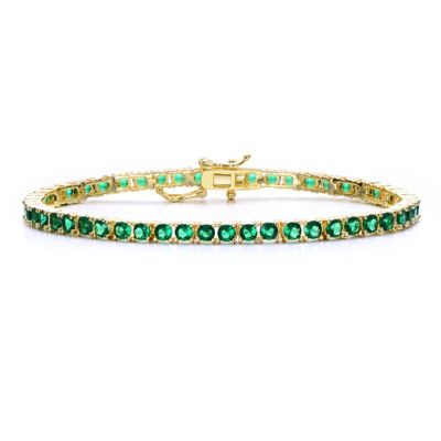 Rozzato Lab Created Stylish Gold Plated with Colored 3mm Cubic Zirconia Tennis Bracelet