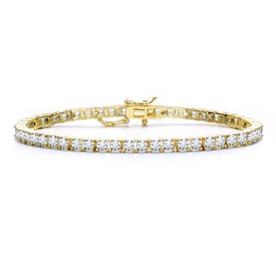 Rozzato Lab Created Stylish Gold Plated with Colored 3mm Cubic Zirconia Tennis Bracelet, White