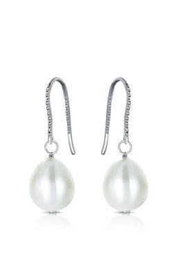 Rozzato Lab Created Sterling Silver White Gold Plated with Colored Pearl Drop Earrings