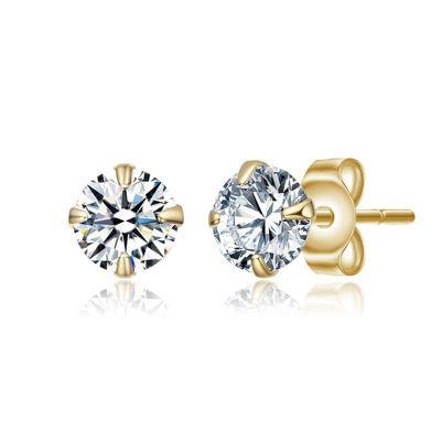 Rozzato Lab Created 14K Gold-Plated Cubic Zirconia Stud Earrings for Kids & Teens