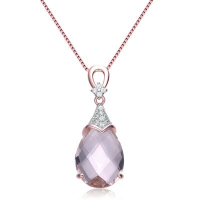 Lab Created Rozzato Sterling Silver 18K Rose Gold Plated with Colored Cubic Zirconia Necklace
