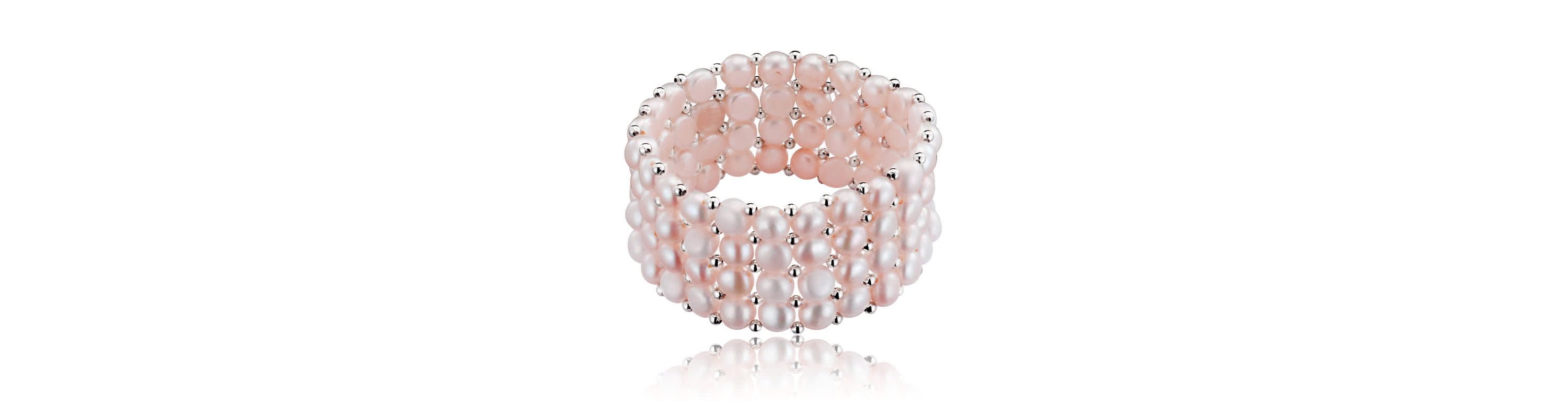 Lab Created Sterling Silver Rhodium Plated White Cultured Five Row Bracelet